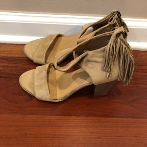 Fringe suede heels